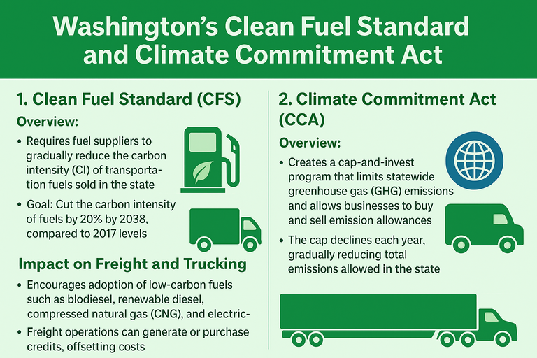 Washington’s Clean Fuel Standard and Climate Commitment Act encourage lower-emission freight operations