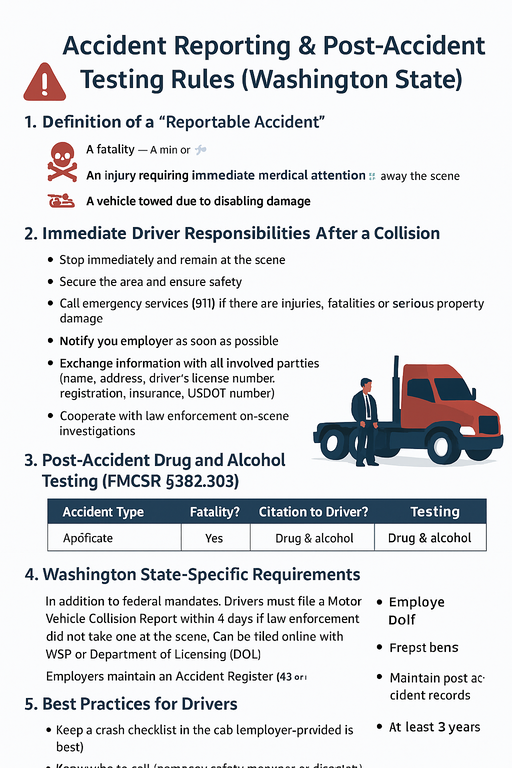 Accident Reporting & Post-Accident Testing Rules – driver responsibilities after collisions