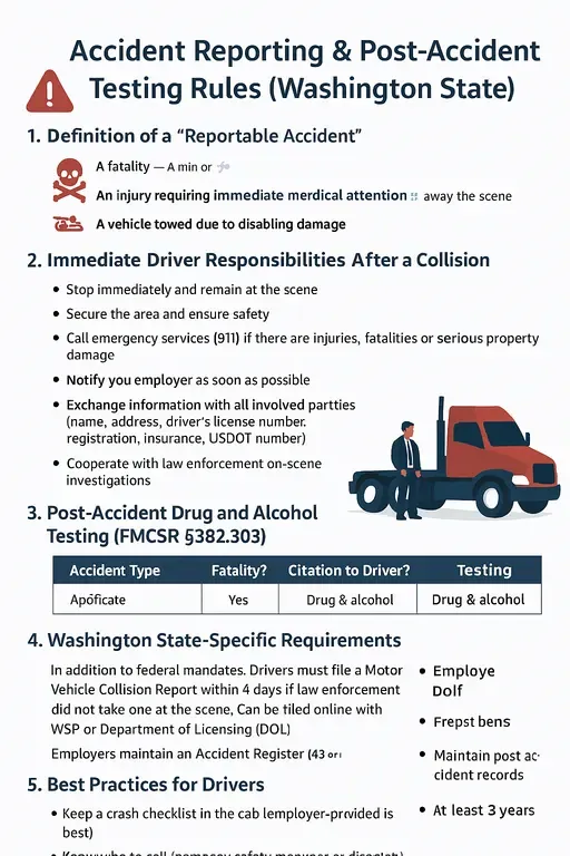 Accident Reporting & Post-Accident Testing Rules – driver responsibilities after collisions