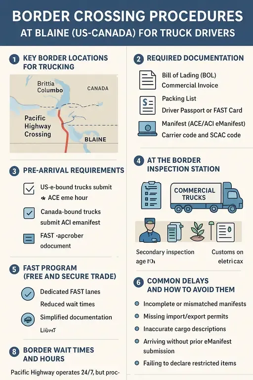 Border Crossing Procedures at Blaine (US–Canada) for Truck Drivers