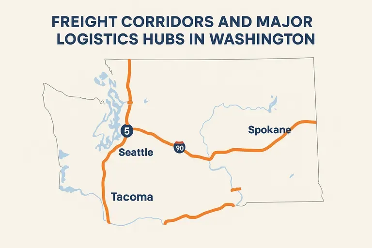 Freight Corridors and Major Logistics Hubs (Seattle, Tacoma, Spokane)