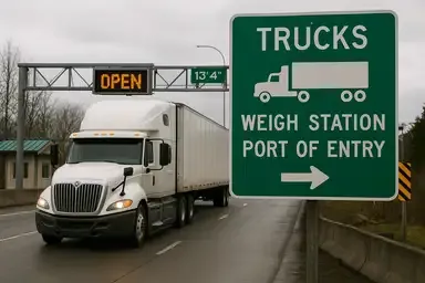 Truck inspection stations and weigh station procedures in Washington