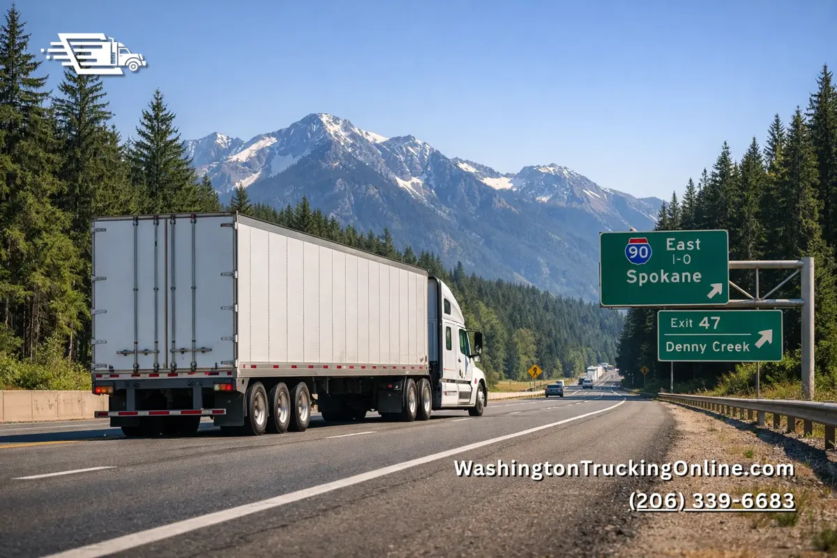 Empty semi-truck on Washington highway