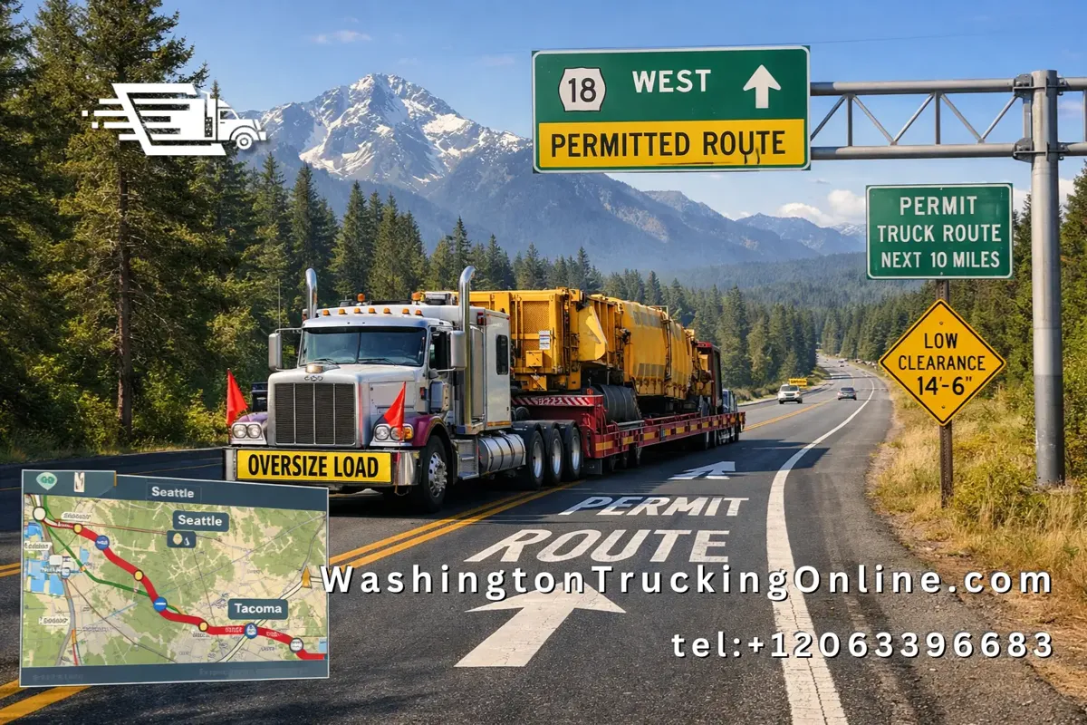 WSDOT permit route trucking scene