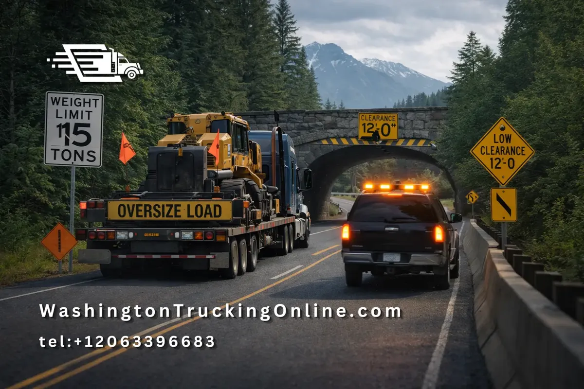 Oversize truck near low clearance bridge