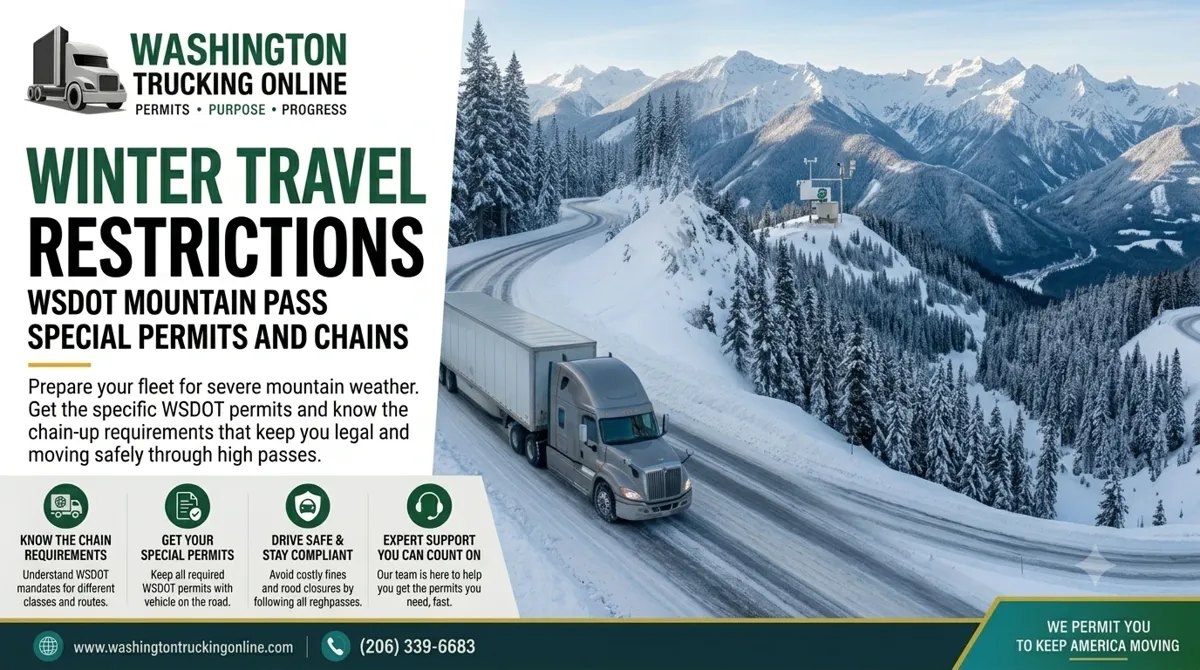 WSDOT winter travel restrictions mountain pass sign