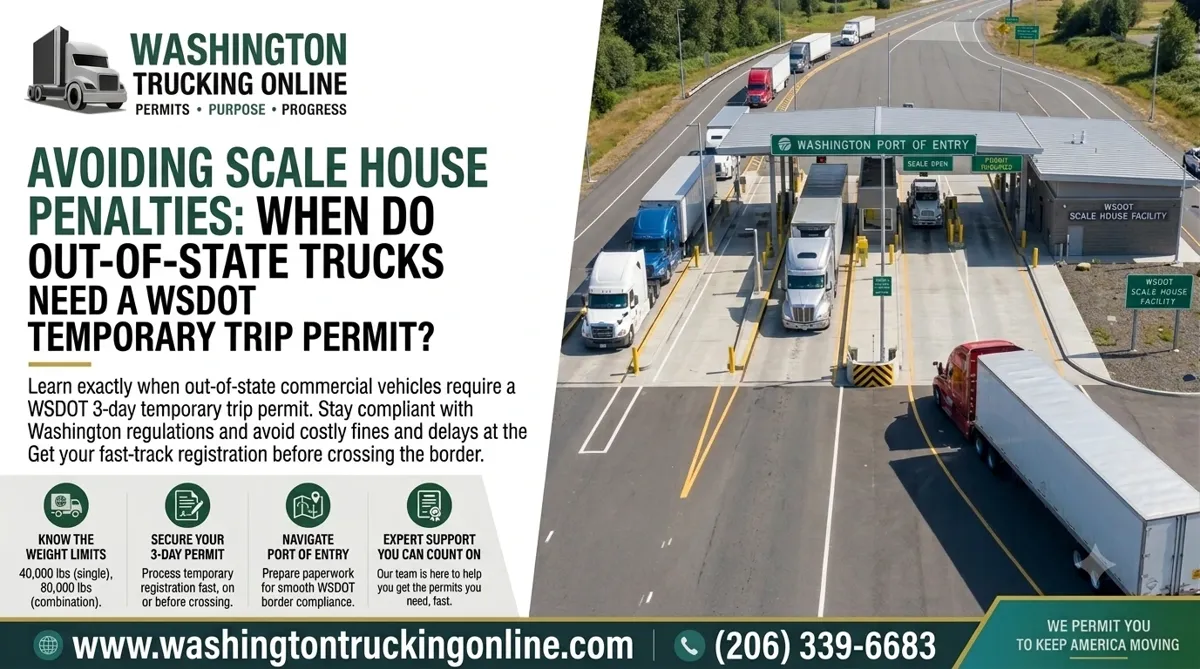 Truck at scale for WSDOT Temporary Trip Permit