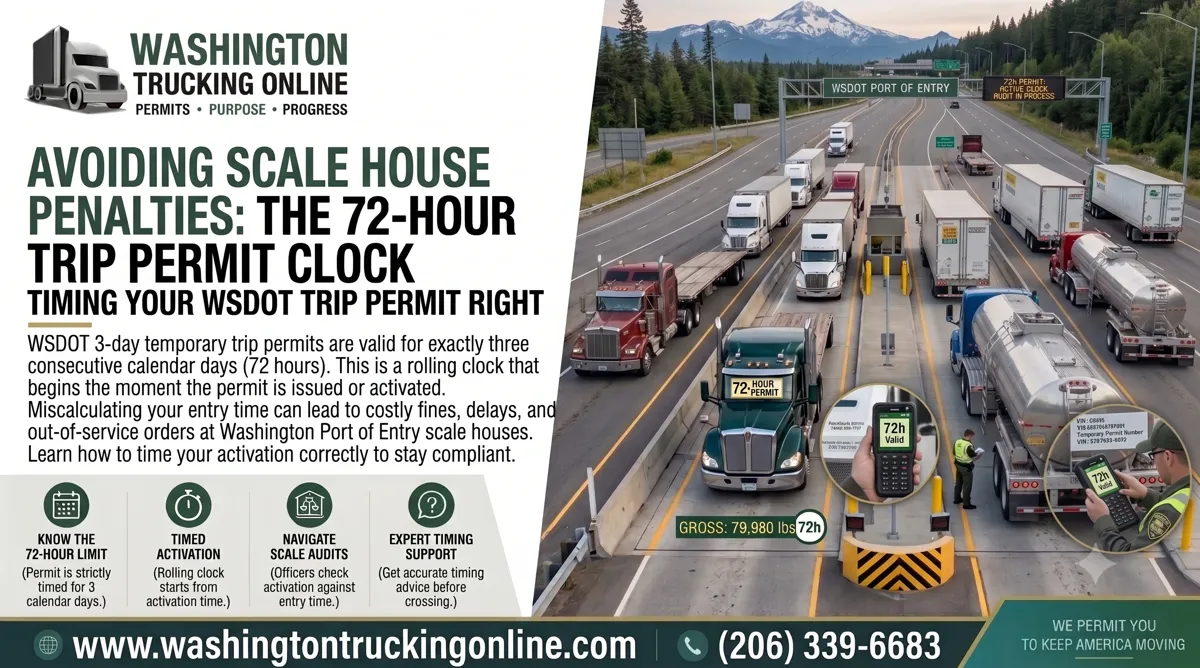 Truck at scale for WSDOT temporary trip permit