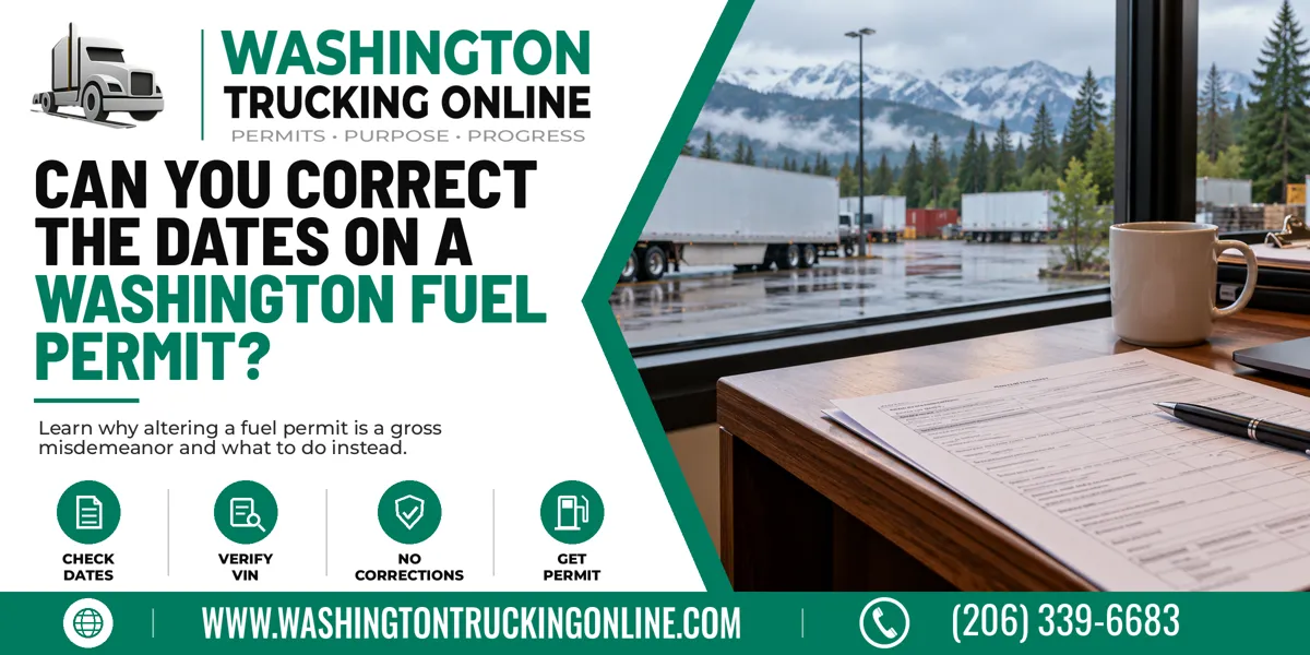 Washington Fuel Permit with corrected dates on a truck dispatcher desk