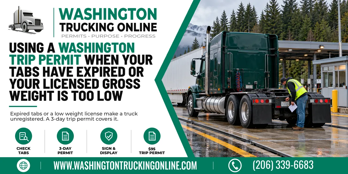 Washington Trip Permit for a loaded truck with expired tabs at a Washington weigh station